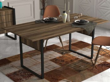 Jedálenský stôl LUSTModerný a štýlový jedálenský stôl LUST je ideálnym doplnkom pre vašu jedáleň alebo kuchyňu. Tento elegantný stôl je vyrobený z kvalitných materiálov LTD a kovu, čo zaisťuje jeho dlhú životnosť a atraktívny industriálny vzhľad.Rozmer: 180 x 78 x 91 cmMateriál: LTD a kovFarba: OrechŠtýl: IndustriálneTvar: ObdĺžnikovýPočet osôb: Pre 8 ľudíHrúbka materiálu: 18 mmDodatočné informácie: Dodávame v demonteJedálenský stôl LUST vyniká svojim industriálnym dizajnom v orechovej farbe, ktorý dodá každému interiéru moderný a sofistikovaný vzhľad. Vďaka svojmu obdĺžnikovému tvaru a veľkorysým rozmerom je ideálny pre pohodlné posedenie až ôsmich ľudí.Neváhajte a kúpte si jedálenský stôl LUST ešte dnes. Tento štýlový a funkčný stôl pridá vášmu domovu eleganciu a praktickosť v jednom!
