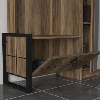 LUST – Moderná predsieňová zostava vo farbe orechaVytvorte z vašej predsiene štýlové a funkčné miesto s našou predsieňovou zostavou LUST. Táto moderná zostava v elegantnej farbe orecha je navrhnutá tak, aby poskytovala nielen dostatok úložného priestoru, ale aj estetický vzhľad, ktorý zaujme každého návštevníka.Typ tovaru: Predsieňová zostavaVhodné do miestnosti: PredsieňMateriál: LTD, sklo a kovRozmer: 90 x 180 x 35 cmFarba: OrechVybavenie: Zrkadlo, skriňa, šatník a vešiakyHrúbka materiálu: 18 mmPoznámka: Dodávame v demonte.Predsiňová zostava LUST ponúka kombináciu skrine, šatníka, vešiakov a veľkého zrkadla, čo zaisťuje dostatok úložného priestoru pre všetky vaše potreby. Vyrobená z kvalitných materiálov LTD, skla a kovu s hrúbkou 18 mm, zaručuje dlhú životnosť a odolnosť. Farba orecha dodáva zostave moderný a prírodný vzhľad, ktorý ľahko zapadne do každého interiéru.Pridajte do svojej predsiene eleganciu a praktickosť s predsieňovou zostavou LUST, ktorá kombinuje skvelý dizajn s funkčnosťou!