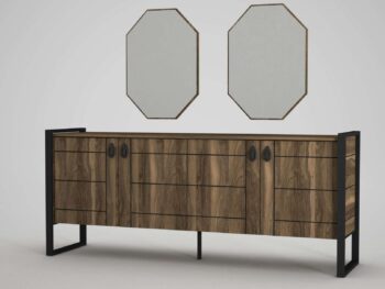 Komoda LUSTPredstavujeme vám komodu LUST, ideálnu voľbu pre vašu obývaciu izbu alebo spálňu. Táto elegantná a široká komoda je navrhnutá tak, aby vám poskytla dostatok úložného priestoru a zároveň dodala vášmu interiéru moderný a štýlový vzhľad.Typ tovaru: KomodaVhodné do miestnosti: Obývacia izba a spálňaMateriál: LTD, kov a skloRozmer: 180 x 78 x 40 cmFarba: OrechVybavenie: DvierkaVzhľad: ŠirokáPočet dverí, dvierok: 4Zostava obsahuje: Komoda (š180 x h40 x v78 cm), 2x nástenné zrkadlo (š70 x h2 x v45 cm)Hrúbka materiálu: 18 mmDodatočné informácie: Dodávame v demonteKomoda LUST je vyrobená z kvalitného LTD materiálu, kovu a skla s hrúbkou 18 mm, čo zaisťuje jej pevnosť a dlhú životnosť. Elegantná orechová farba dodáva komode moderný a sofistikovaný vzhľad, ktorý sa hodí do akéhokoľvek interiéru. Komoda je vybavená štyrmi dvierkami, ktoré poskytujú dostatok úložného priestoru pre vaše potreby.Zostava obsahuje nielen praktickú komodu, ale aj dve nástenné zrkadlá, ktoré dodajú vášmu priestoru svetlo a opticky ho zväčšia. Dodávame v demonte, čo znamená, že komodu a zrkadlá ľahko zložíte podľa priloženého návodu. Komoda LUST je perfektnou voľbou pre každého, kto hľadá štýlový a funkčný nábytok do svojej obývačky alebo spálne.