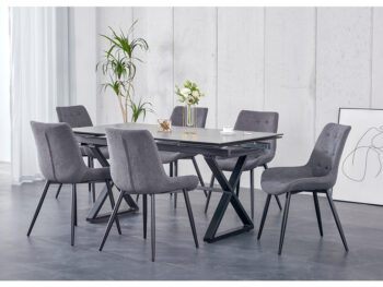 Rozkladací jedálenský stôl Luxol 160/240 v elegantnej kombinácii farieb sivá, betón a čierna je ideálnym riešením pre moderné interiéry. Tento stôl značky KONDELA ponúka nielen štýlový vzhľad, ale aj praktickosť vďaka svojej rozkladacej funkcii, ktorá umožňuje zväčšiť jeho šírku…