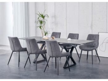 Rozkladací jedálenský stôl Luxol 160/240 v elegantnej kombinácii farieb sivá, betón a čierna je ideálnym riešením pre moderné interiéry. Tento stôl značky KONDELA ponúka nielen štýlový vzhľad, ale aj praktickosť vďaka svojej rozkladacej funkcii, ktorá umožňuje zväčšiť jeho šírku…