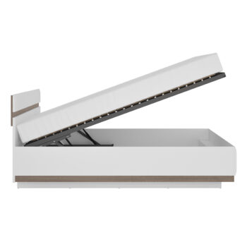 KONDELA Lynatet 94 160 manželská posteľ s roštom dub sonoma truflový / biely lesk – Obrázok 2