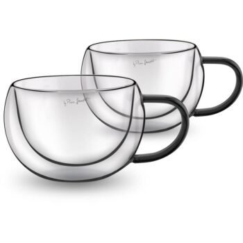 Lamart LT9114 2-dielna sada pohárov na cappuccino Vaso, 270 ml, čierna