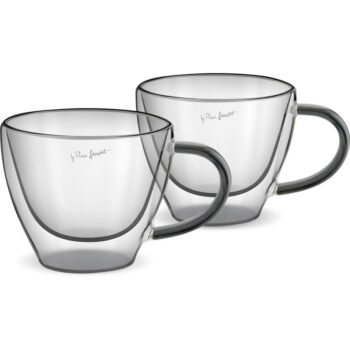 Lamart LT9117 2-dielna súprava pohárov na cappuccino Vaso, 190 ml, čierna