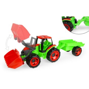 Lena Traktor s lyžicou Giga Trucks s vlekom plast 62cm v krabici 72x40x28cm 02136