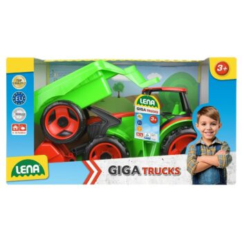 Lena Traktor s lyžicou Giga Trucks s vlekom plast 62cm v krabici 72x40x28cm 02136