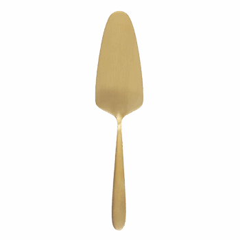 Lopatka na tortu v zlatej povrchovej úprave na elegantné servírovanie sladkých dobrôt. Zamilujete si ju pre jej minimalistický vzhľad a čistý dizajn. Patrí do línie Alpha, ktorá má bohaté portfólio špeciálnych príborov.