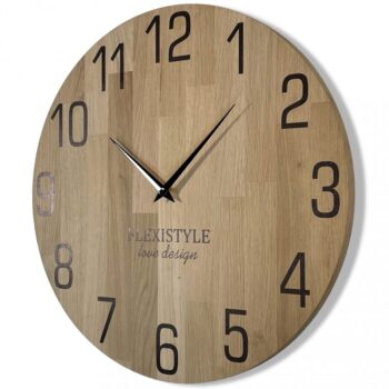 Luxusné drevené hodiny vo farbe dub 30 cm