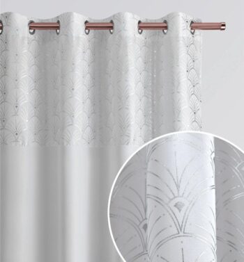 Luxusný biely záves so strieborným vzorom 140x250 cm