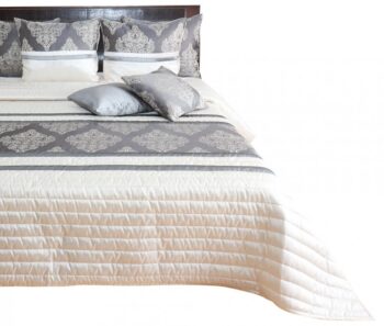 Luxusný prehoz na posteľ barokového designu v zlato sivej farbe Šírka: 220 cm | Dĺžka: 240 cm Šírka: 220 cm | Dĺžka: 240 cm