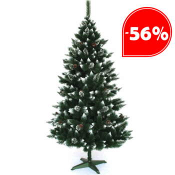 Luxusný vianočný stromček s bielymi koncami a šiškami 150 cm
