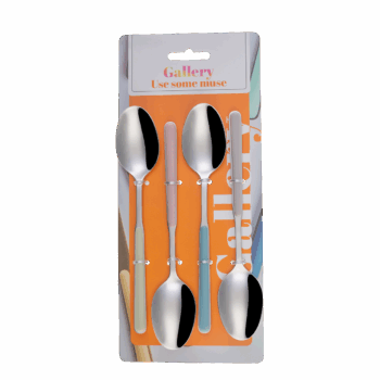 Osviežte svoje stolovanie jemnými odtieňmi s dezertnými lyžičkami z kolekcie Gallery Pastel mix. Tento set štyroch lyžičiek v pastelových farbách je navrhnutý tak, aby bol ideálnym doplnkom nielen na podávanie müsli či dezertov, ale aj na každodenné raňajky alebo sladké prestávky počas dňa. Lyžičky vynikajú svojim elegantným dizajnom a ergonomickým tvarom, ktorý zaručuje pohodlné uchopenie a komfort pri používaní. pozostáva z farieb: 1x olivová 1x ružová 1x svetlá petrolejová 1x sivá