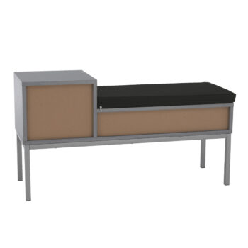 MADALEN: Lavica do predsiene s úložným priestorom Madalen - sivá / tmavosivá; materiál: DTD / kov / látka; rozmery (ŠxHxV): 90x30x49 cm.