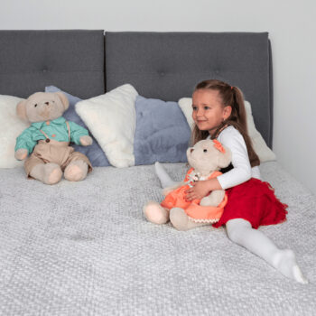 KONDELA Maden Girl Typ 1 plyšový medveď 45 cm smotanová / oranžová – Obrázok 2