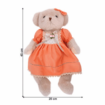 KONDELA Maden Girl Typ 1 plyšový medveď 45 cm smotanová / oranžová – Obrázok 8