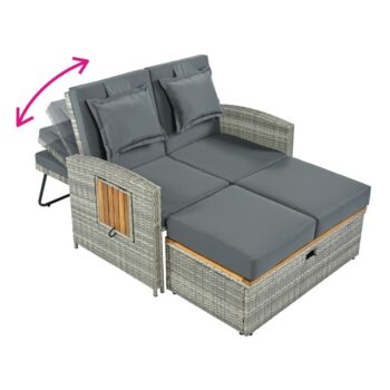 Zmeňte svoj balkón, terasu či záhradu na útulný kútik plný pohody! Táto elegantná pohovka MALORY v modernom sivom odtieni kombinuje praktickosť s nadčasovým dizajnom. Vďaka pevnej oceľovej konštrukcii, umelému ratanu, mäkkým vankúšom a vkusným dreveným…