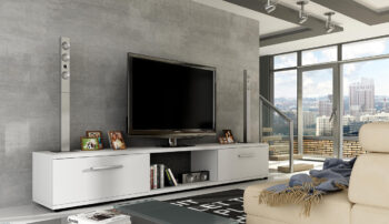 Moderný TV stolík MALTEZ v bielom matnom farebnom prevedení. Korpus stolíka je vyrobený z kvalitného LTD materiálu.  V ponuke aj v iných farebných prevedeniach. Rozmery stolíka š/v/h 176/28/40.Dodávame v demonte.
