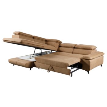 KONDELA Manty Roh L rohová sedačka s rozkladom a úložným priestorom hnedá / čierna – Obrázok 5