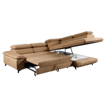 KONDELA Manty Roh P rohová sedačka s rozkladom a úložným priestorom hnedá / čierna – Obrázok 5