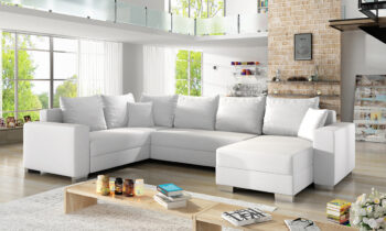 NABBI Mariano L rohová sedačka u s rozkladom a úložným priestorom biela – Obrázok 2