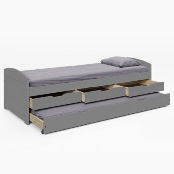 Drevená jednolôžková posteľ s prístelkou Marinella New 90 v elegantnej sivej farbe je ideálnym riešením pre tých, ktorí hľadajú praktickosť a štýl v jednom. Táto moderná posteľ je vyrobená z kvalitného borovicového dreva, čo zaručuje jej pevnosť a dlhú životnosť. S rozmermi 90…