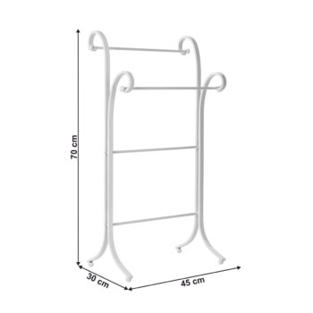 KONDELA Martial kovový stojan na uteráky biela – Obrázok 2