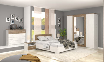 Pokojný spánok a ničím nerušené snívanie Vám zabezpečí manželská posteľ s roštom MATEO LB-180 180x200 cm. Posteľ vyniká čistou líniou, jednoduchým dizajnom a krásnou súhrou farieb, vo veľmi obľúbenom a žiadanom prevedení sosna Andersen / dub april, ktoré jednoducho dokážete skombinovať s akýmkoľvek…