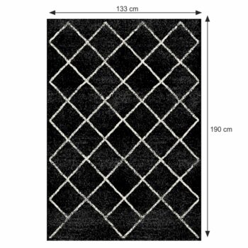 Koberec MATES TYP 1 133x190 cm si zamilujete. Už žiadne studené podlahy. Zaborte svoje nohy do tohto koberca s výškou vlasu 0,6 cm a zohrejte svoje nôžky. V neodolateľnej čiernej farbe s bielym vzorom sa stane doplnkom, ktorý vynikne v každej miestnosti. Jeho rozmery sú (DxŠ): 190x133 cm. Hrúbka…