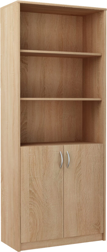 Praktický regál MAXIM s 5-timi poličkami, je vyrobený z kvalitnej LTD dosky. Korpus regála a takisto jeho dvierka sú v obľúbenom farebnom prevedení dub sonoma. K dispozícií máte ďalších 5 farebných prevedení na výber.Dolná časť regála je uzatvorená dvierkami. Vnútro tvorí polica. Úchytky sú z plastu vo farbe alumínium oblého tvaru. Dodávame v demontovanom stave.