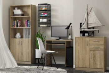 Praktický regál MAXIM s 5-timi poličkami, je vyrobený z kvalitnej LTD dosky. Korpus regála a takisto jeho dvierka sú v obľúbenom farebnom prevedení dub sonoma. K dispozícií máte ďalších 5 farebných prevedení na výber.Dolná časť regála je uzatvorená dvierkami. Vnútro tvorí polica. Úchytky sú z plastu vo farbe alumínium oblého tvaru. Dodávame v demontovanom stave.