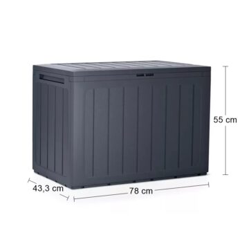 Praktického pomocníka v podobe plastovej záhradnej truhlice MBBL190 190 l s horizontálnymi pásmi skvele využijete na záhrade či terase na odloženie vankúšov, podsedákov či akéhokoľvek záhradného príslušenstva alebo detských hračiek. Jej rozmery sú (ŠxHxV): 78x43,3x55 cm a je vyrobená v krásnom…
