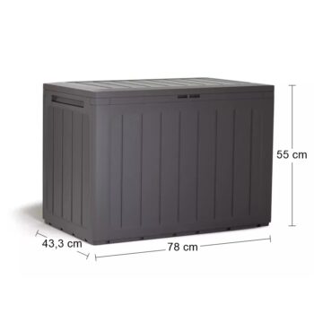 Praktického pomocníka v podobe plastovej záhradnej truhlice MBBL190 190 l s horizontálnymi pásmi skvele využijete na záhrade či terase na odloženie vankúšov, podsedákov či akéhokoľvek záhradného príslušenstva alebo detských hračiek. Jej rozmery sú (ŠxHxV): 78x43,3x55 cm a je vyrobená v krásnom…