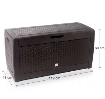 Udržujte poriadok na Vašej záhrade, terase či balkóne s praktickou plastovou záhradnou truhlicou MBM310 310 l s imitáciou vypletaného umelého ratanu. Skvele ju využijete na odloženie vankúšov, podsedákov či akéhokoľvek záhradného príslušenstva alebo detských hračiek. Jej rozmery sú (ŠxHxV):…