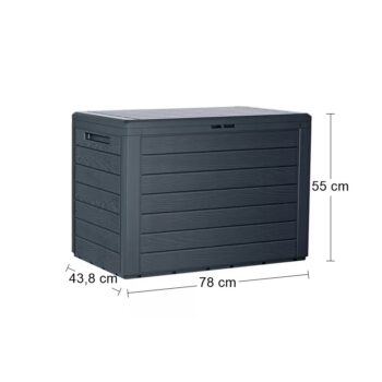 Praktickú plastovú záhradnú truhlicu MBWL190 190 l s imitáciou dreva skvele využijete na záhrade či terase, na odloženie vankúšov, podsedákov či akéhokoľvek záhradného príslušenstva alebo detských hračiek. Jej rozmery sú (ŠxHxV): 78x43,8x55 cm a je vyrobená v krásnom prevedení antracit, ktoré…