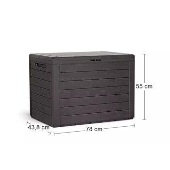 Praktickú plastovú záhradnú truhlicu MBWL190 190 l s imitáciou dreva skvele využijete na záhrade či terase, na odloženie vankúšov, podsedákov či akéhokoľvek záhradného príslušenstva alebo detských hračiek. Jej rozmery sú (ŠxHxV): 78x43,8x55 cm a je vyrobená v krásnom prevedení hnedej, ktoré…