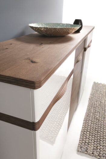 TARANKO Como CM-K3 komoda biely vysoký lesk / dub Como – Obrázok 4