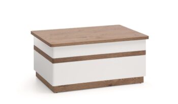 TARANKO Como CM-S4 konferenčný stolík so zásuvkou biely vysoký lesk / dub Como – Obrázok 2