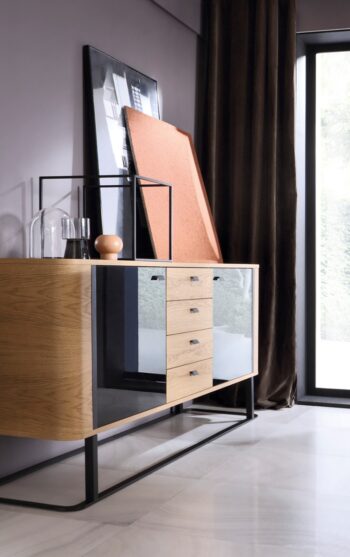 TARANKO Grande GR-K3 komoda dub (Grande 01) / čierna – Obrázok 2