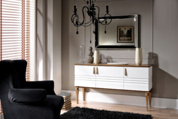 TARANKO Torino TO-K3 komoda biely vysoký lesk / dub Torino – Obrázok 2