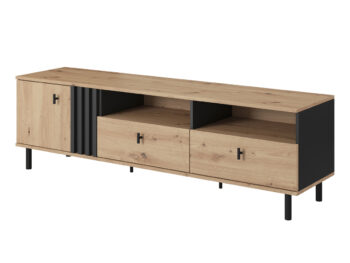 TV stolík Medis B 165 v elegantnom prevedení dub artisan a čierny antracit je ideálnym doplnkom pre moderné interiéry. Tento kus nábytku od značky KONDELA ponúka nielen štýlový vzhľad, ale aj praktické využitie. S rozmermi 165,1 cm na šírku, 49,2 cm na výšku a hĺbkou 40 cm…