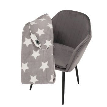 KONDELA Medisa Typ 1 vyhrievacia plyšová deka 130x180 cm sivá / vzor hviezdy – Obrázok 2