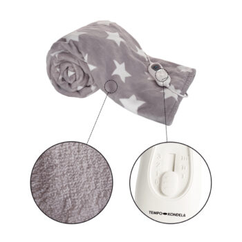 KONDELA Medisa Typ 1 vyhrievacia plyšová deka 130x180 cm sivá / vzor hviezdy – Obrázok 8