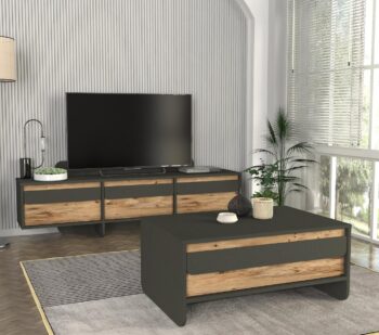 TV stolík MEGYObohaťte svoju obývačku moderným a praktickým TV stolíkom MEGY. Tento štýlový nábytok je navrhnutý tak, aby spĺňal všetky vaše požiadavky na funkčnosť a estetiku.Špecifikácia produktu:Názov produktu: MEGYTyp tovaru: TV stolíkVhodné do miestnosti: obývacia izbaMateriál: LTDRozmer: 180 x 57,8 x 35 cmFarba: antracit + svetlo hnedáVybavenie: skrinkyPočet dvierok: 3Hrúbka materiálu: 18 mmDodatočné informácie: Dodávame v demonteTV stolík MEGY ponúka dostatok úložného priestoru vďaka trom dvierkam, za ktorými sa nachádzajú praktické skrinky. Je vyrobený z kvalitného materiálu LTD s hrúbkou 18 mm, čo zaisťuje jeho pevnosť a dlhú životnosť. Kombinácia antracitovej a svetlo hnedej farby dodáva vašej obývačke moderný a elegantný vzhľad.Vďaka jednoduchej montáži, ktorú umožňuje dodanie v demontovanom stave, si môžete svoj nový TV stolík užívať behom chvíľky. Získajte TV stolík MEGY a vylepšite svoju obývačku štýlovým a funkčným doplnkom!