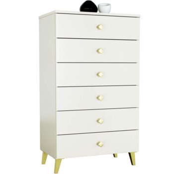 Dizajnová komoda MEJBY K-06 krásne zvýrazní glamour, japonský alebo moderný luxusný dekor. Kašmírová farba je zaujímavý trend, ktorý dominuje súčasným interiérom. Komoda v tomto odtieni dodáva aranžmánu upokojujúci charakter. Vybavený 6 zásuvkami so zlatými úchytkami, šikovne spája eleganciu s funkčnosťou a komfortom používania.Rozmery:Šírka: 60 cmVýška: 104 cmHĺbka: 37 cmŠpecifikácia:Materiál: laminovaná doska KRONOSPANHrúbka plechu: 16 mmFarba nábytku:Korpus: Kašmírový matnýPredná strana: matný kašmírPočet zásuviek: 4Hĺbka zásuvky: 35 cmŠírka zásuvky: 31,5 cmTovar dodávame v demonte.