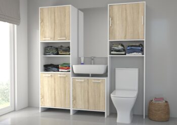 MELINDA je kúpeľnový štýlový nábytok, vhodný do moderných interiérov. Najdete u nás viacero prvkov kúpelňového sektoru MELINDA a tak si poskladáte svoju kúpelňu podľa predstáv.Skrinka je vyrobená z kvalitných LTD dosiek, ktoré sa jednoducho udržiavajú. Hrúbka dosky je 16 mm. Úchytky sú vyrobené z plastu. Zadná stena je zo sololitu.Farebné prevedenie skrinky: dub Sonoma, biela.Rozmery:šírka: 60 cmvýška: 62.5 cmhĺbka: 32,6 cm.Dodávame v demontovanom stave.