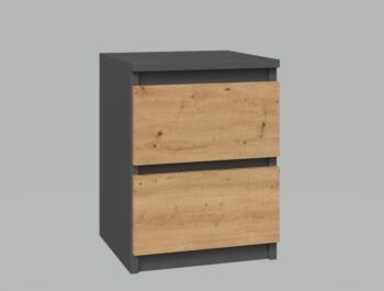 Moderná elegancia vo svojej čistej podobe poteší predovšetkým priaznivcov moderných aranžmánov založených na minimalizme a jednoduchom dizajne. To platí aj pre nočný stolík MELWIN M2.Jeho rozmery 30x30x40 cm umožňujú, aby sa zmestil aj do malých priestorov. Naši zákazníci ho však oceňujú predovšetkým pre jeho kapacitu. Dve hlboké zásuvky poskytujú útočisko všetkému, čo je pred spaním viac či menej potrebné. Svoje miesto tam nájdu okuliare, telefón s nabíjačkou, obľúbené knihy, lieky a dokonca aj tablet. Vďaka tomu nočný stolík MELWIN nezaberá miesto, ale ho dokonca zväčšuje, pričom využíva každý centimeter priestoru.Bezúchytkové čelá zásuviek zaisťujú pohodlné používanie a zdôrazňujú moderný charakter interiéru. Zásuvky na valčekových vodiacich koľajniciach zabezpečia pohodlné a predovšetkým bezpečné používanie. Materiál: kvalitné LTD + povrchová úprava ABS plastom (vyznačuje sa vysokou mechanickou a chemickou pevnosťou)ROZMERY:Hĺbka: 30 cmŠírka: 30 cmVýška: 40 cmDodávame v demonte