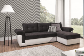 Rozkladacia sedačka MENDET  je spojením skvelého moderného dizajnu a elegancie. Vyniká nielen svojím vzhľadom, ale i praktickým spracovaním. Je vhodná do moderných typov interiérov.Sedák je tvorený kvalitnými vlnovcovými pružinami v kombinácii s PUR penou. Zabezpečuje tak maximálny komfort počas sedenia. Je čalúnená látkou Casablanca 2316 a Madryt 120 - ekokoža.Sedačka disponuje praktickým úložným priestorom na uloženie vašej posteľnej bielizne a podobne. Po rozložení vám poskytne spaciu plochu o rozmere: 200 x 143 cm. Je vhodná na príležitostné spanie.Rozmery rohovej sedačky (š,d,v): 265 x 159 x 84 cm.Sedačka je univerzálna - je možné ju zložiť s pravým aj ľavým umiestnením rohu.