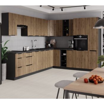 KONDELA Menzo 30 G-72 1F horná kuchynská skrinka čierna / orech – Obrázok 2