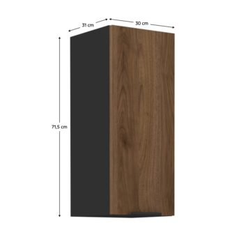 Predstavujeme vám hornú kuchynskú skrinku Menzo 30 G-72 1F, ktorá je ideálnym riešením pre moderné kuchyne. Táto skrinka v elegantnom farebnom prevedení čierna/orech prinesie do vášho interiéru štýlový a sofistikovaný vzhľad.