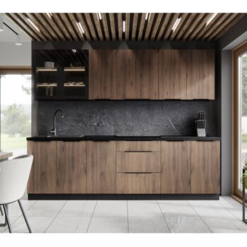 KONDELA Menzo 50 G-72 1F horná kuchynská skrinka čierna / orech – Obrázok 3